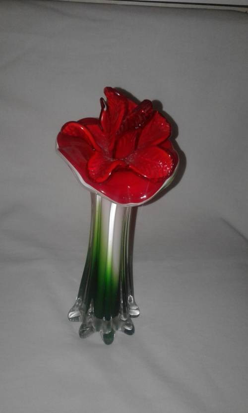 Murano Venetian Glass Vase Red