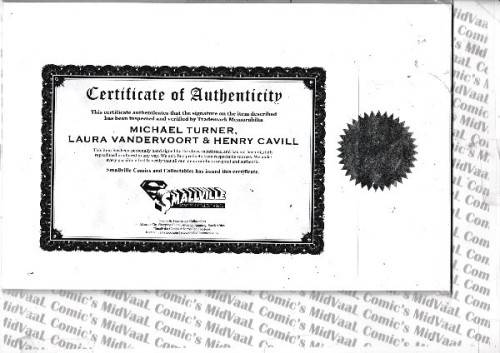 SUPERMAN/BATMAN # 9 SIGNED BY MICHAEL TURNER,LAURA VANDERVOORT & HENRY CAVILL WITH A SMALLVILLE COA
