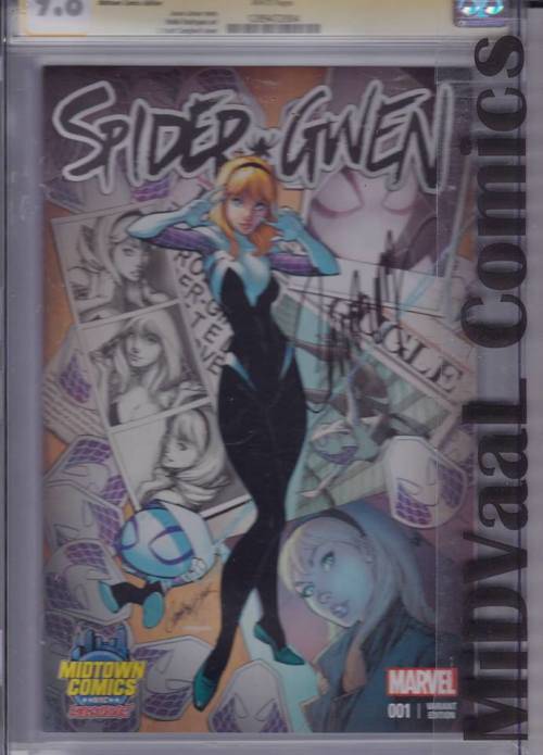 SPIDER-GWEN # 1 MIDTOWN COMICS EDITION SIGNED BY J SCOTT CAMPBELL CGC GRADED 9.8