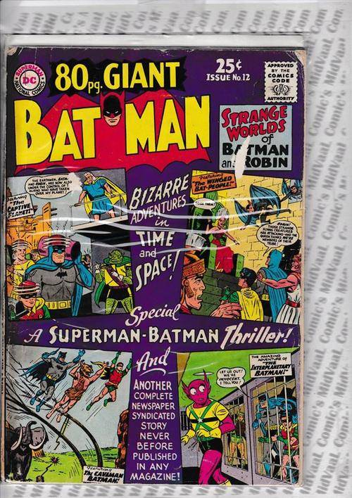 80 PAGE GIANT - BATMAN # 12 JULY.1965 CONDT GOOD