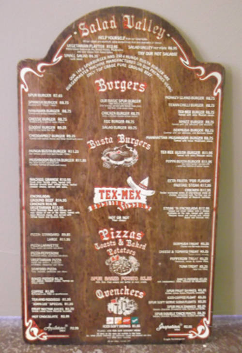 Early Nineties Idaho Wooden Spur Menu