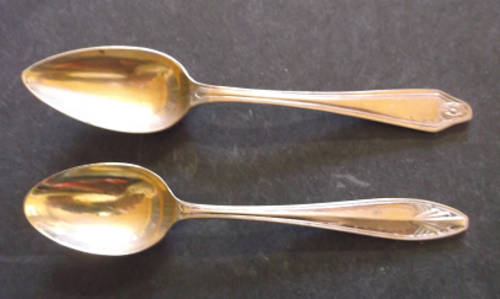 Two Art Deco Style Silverplated Vintage Tea Spoons