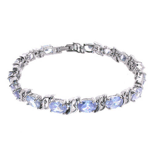TANZANITE WHITE GOLD PLATED GP BRACELET