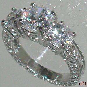 Vintage Style 1.5ct Past Present Future Ring Size 8