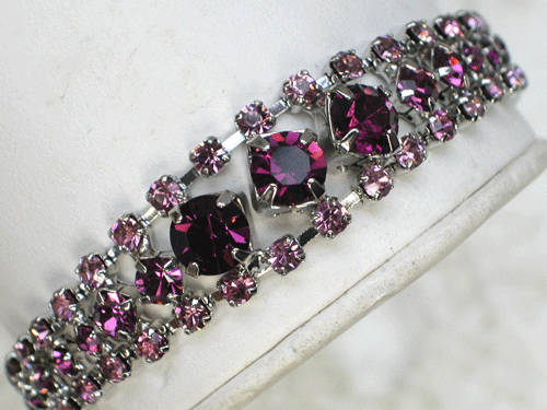 PURPLE  SWAROVSKI  CRYSTAL  BRIDAL  BRACELET
