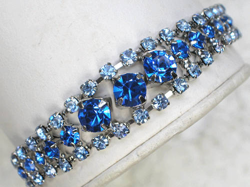 BLUE SWAROVSKI CRYSTAL BRACELET   WEDDING