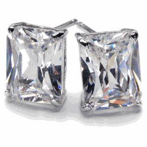 3.5ct! Sterling Silver Emerald Cut CZ stud earrings