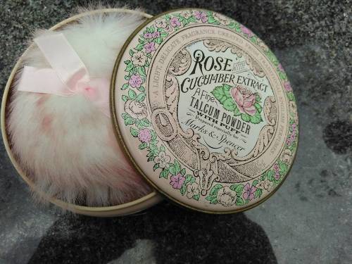 MARKS & SPENCER - Rose with Cucumber Extract Talcum Powder Tin - (With Large Puff a