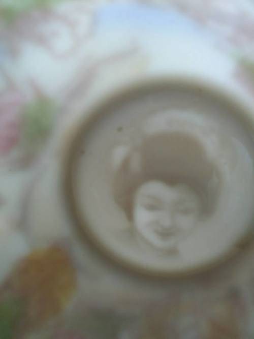 VINTAGE JAPANESE GEISHA GIRL TRIO with  Lithophane Cup