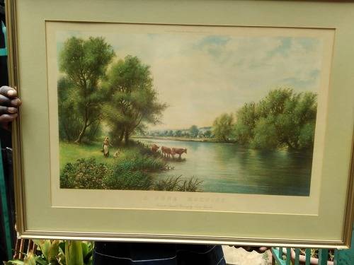 EDWARDS, Edwin - A June Morning [Country Scene] - (Old Framed Print of a Painting)