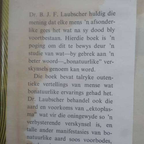 LAUBSCHER, B.J.F. - Die Raaisel Hiernamaals - (1967 Hardeband in Stofomslag)