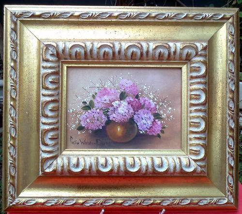PINK HYDRANGEAS - Celia Walsh Diehl - Oil painting - Framed