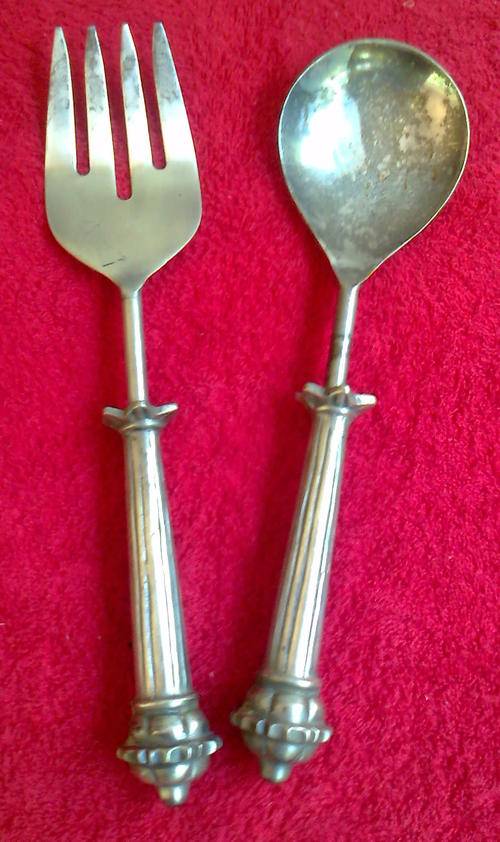 VINTAGE HEAVY SALAD SPOON & FORK SET