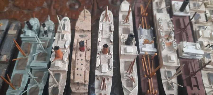 Hand carved 21pc wooden ships. See photos.
