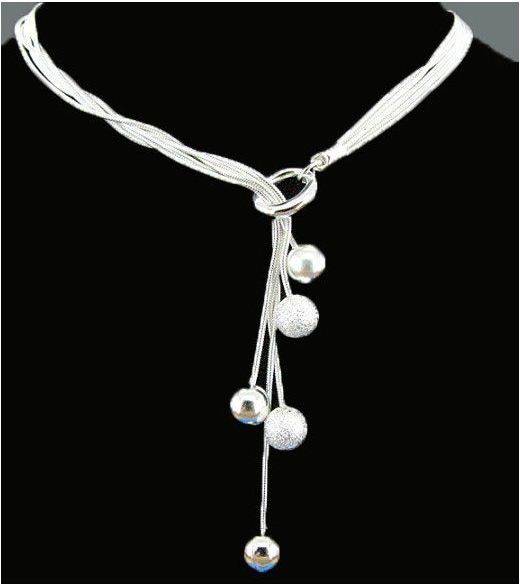 Hanging Ball Silver Necklace Fashion Jewelry