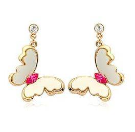 Beautiful Butterfly 18K Gold Plated Wedding Jewelry Earring Set Made with Austrian SWA Elem