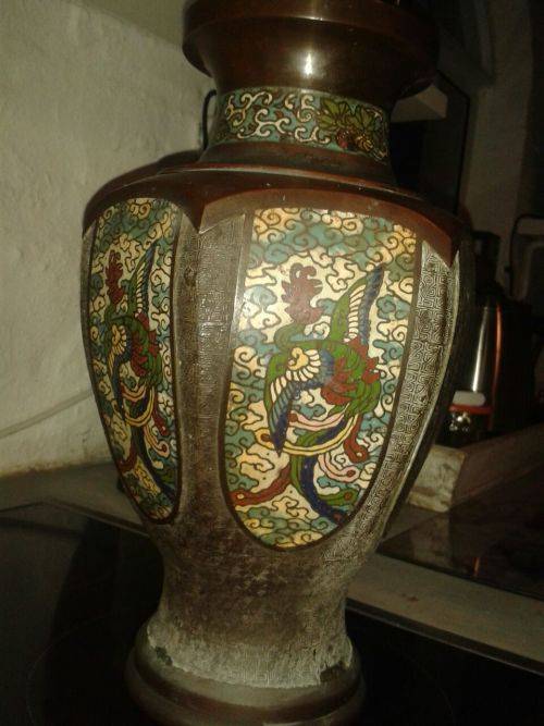 Chinese Hexagonal Cloisonne Vase, Qing Dynasty, 19th century with Stephan Weltz provenance