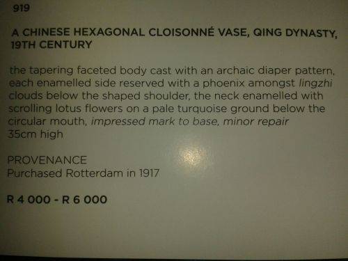 Chinese Hexagonal Cloisonne Vase, Qing Dynasty, 19th century with Stephan Weltz provenance