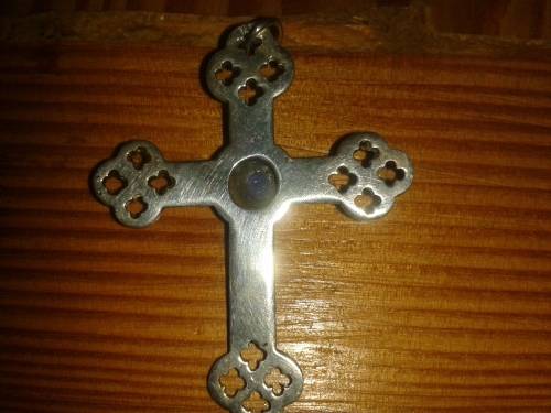 Sterling silver Lazarus Cross with Lapis Lazuli set stone