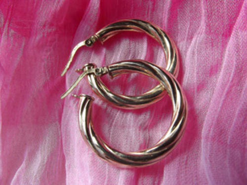 ***Genuine 9ct gold twisted hoops***