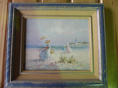 2PC BLUE OIL PAINTINGS SIGNED BY J.MILLER