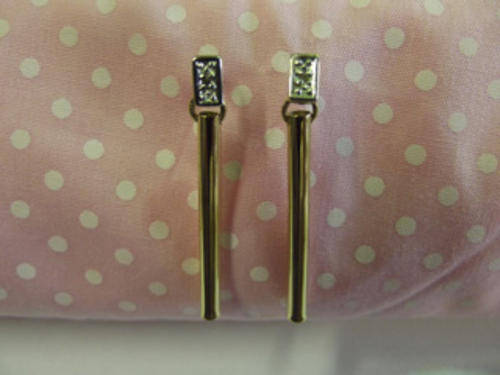 GENUINE 9CT GOLD STICK EARRINGS WITH DIAMONDS
