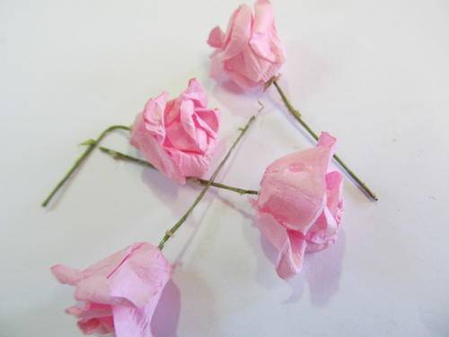 PINK PAPER ROSES 4PC -CHEAP COURIER DELIVERY