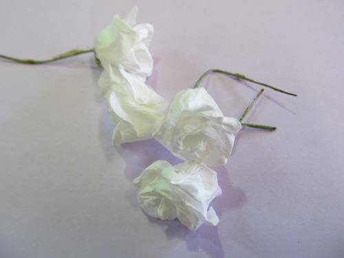 WHITE PAPER ROSES 4PC -CHEAP COURIER DELIVERY