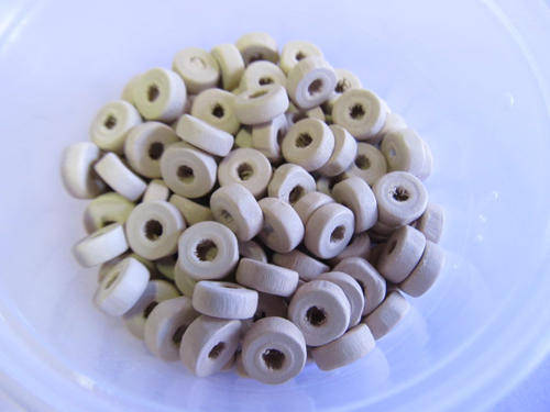 STONE ROUND DISC WOODEN BEADS - 50PC - 4MM X 8MM