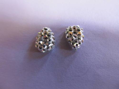 SILVER GREY TEARDROP EMBELLISHMENT - 2PC