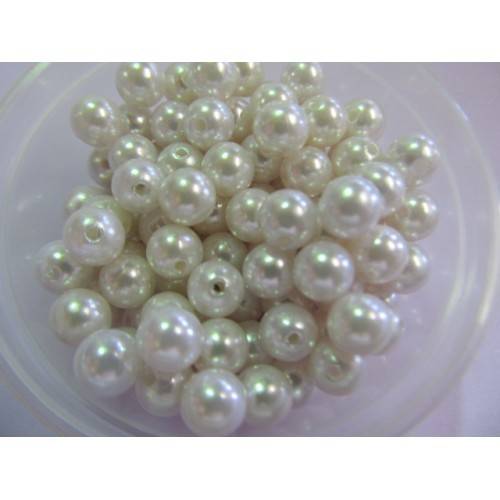 ACRYLIC PEARLS - WHITE ROSE - 8MM - 50PC