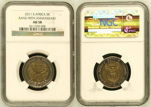 @@@ CHEAPEST ON BOB ! SCARCE!! - NGC GRADED AU58 2011 SARB 90TH ANNIVERSARY R5 ! @@@