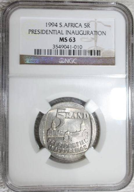 THE CHEAPEST ONE ON BOB! BUILDING IN FRONT! VERY,VERY SCARCE! NGC GRADED INAUGURATION R5 1994 MS63 !