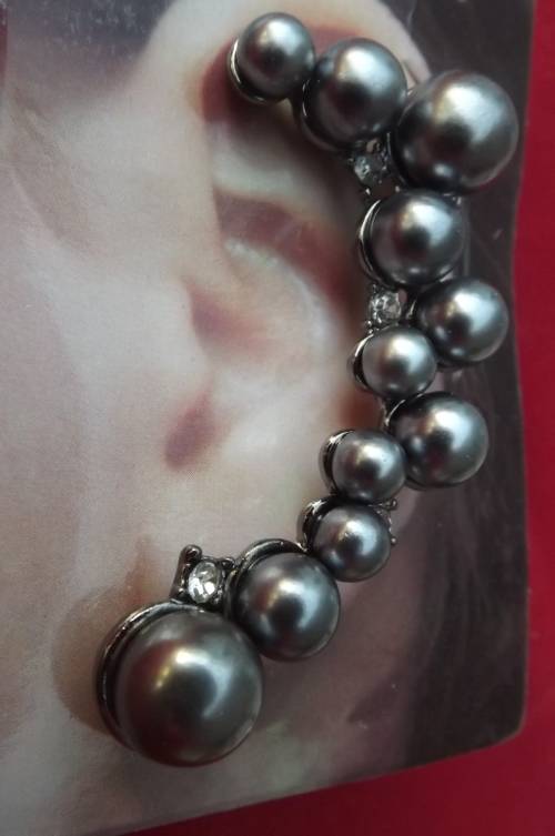 New  fashion ear stud and clip.in grey colour faux pearls and simulated diamonds.Never used
