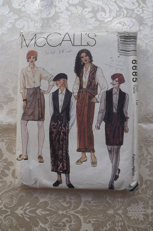 McCALLS 6685 sewing pattern for skirt,top and waistcoat.Size 10.Size 14 cut