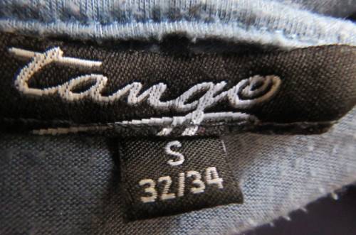 Beautiful steel blue top with scooped neckline. Bracelet length lace sleeves size 34/10 by `Tango`