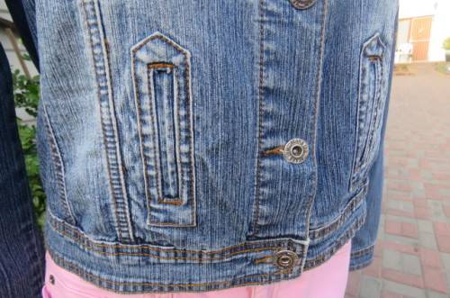 Cheecky biker style denim jacket size 36/12. In polycotton stretch fabric by 'Network'