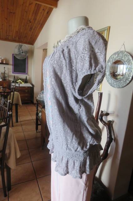 Must have for the summer silvergrey cotton/nylon blend lace top size 42/18 by 'Exact'.