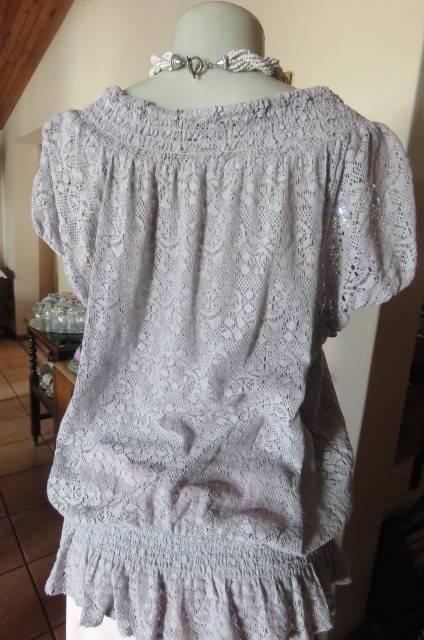 Must have for the summer silvergrey cotton/nylon blend lace top size 42/18 by 'Exact'.