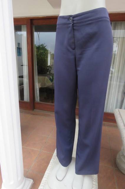Navy pants by 'Real Clothing' in stretch polyester size 36/12. With straight legs Medium Rise.