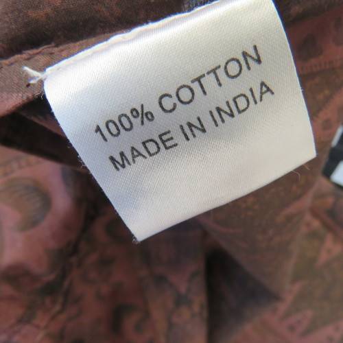 Tiered 100% cotton skirt in shades of brown with horizontal border patterns.Size 42/18 by FOSHINI