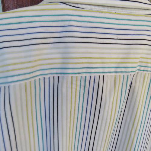 Smart Men`s white long sleeve shirt with blue, black, green ,yellow vertical stripes size XXL.As new