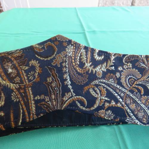 Amazing black with gold,beige and light brown paisley pattern with shine. From size 36/40. As new.