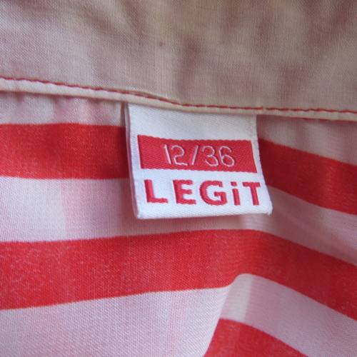 Sweet red and white vertical striped button down LEGIT top size 36/12.In poly and viscose.As new