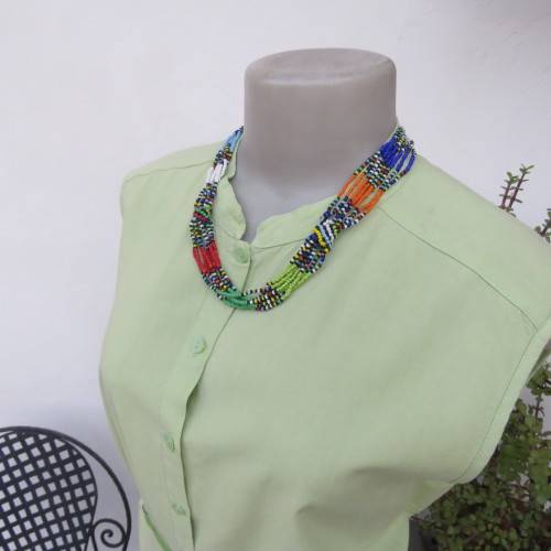 Sleeveless mint green button down top high banded collar. Size 38/14. By WOOLWORTHS. Good condition.