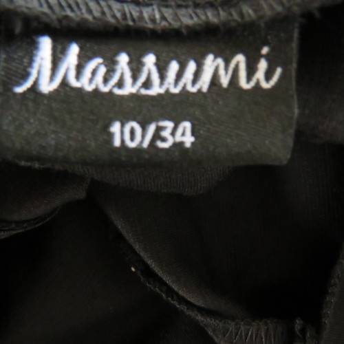 Fabulous sleek black dress with wide scalloped neckline. By `Massumi`. Size 34/10. Never used. New.