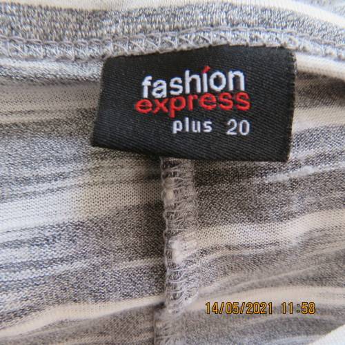 Soft easy to wear silvergrey and white stripes T shirt in viscose/poly blend.Size 44/20. As new