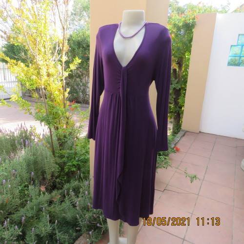 Beautiful dark purple stretch viscose size 38/14 long sleeve dress with empire waist.Straps to tie.
