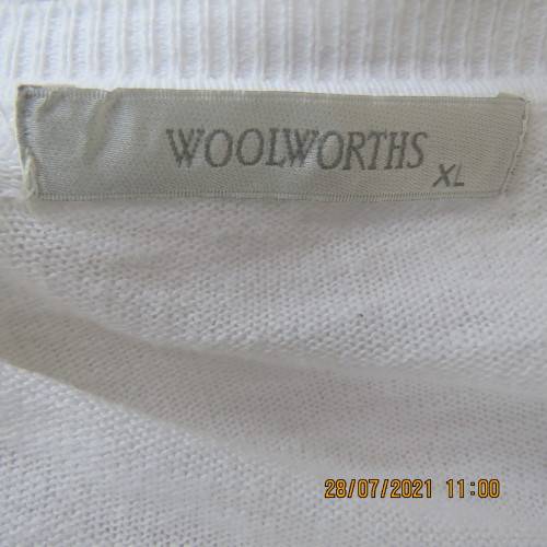 Fab.white long sleeve 100% cotton slub knitted cardigan.Button down.Two pockets.WOOLWORTHS 42/44