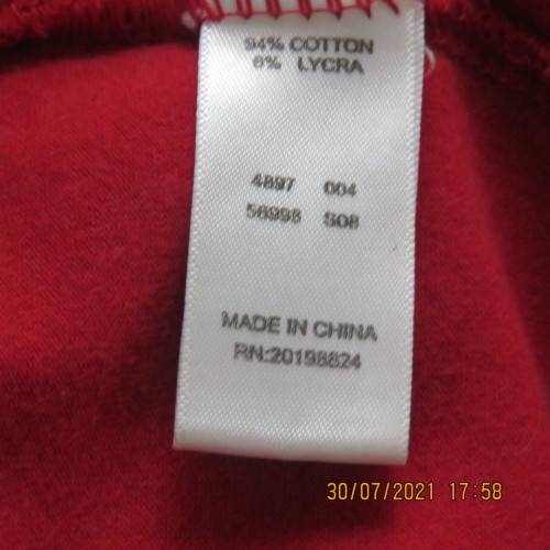 IDENTITY racy red sexy capped sleeve lycra-cotton top size 36.
